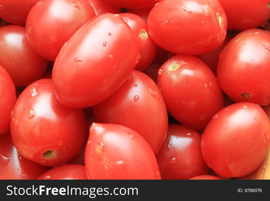 Closeup for many fresh red baby tomato