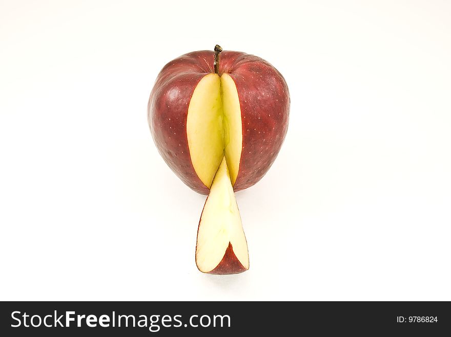 Sliced red apple on white background