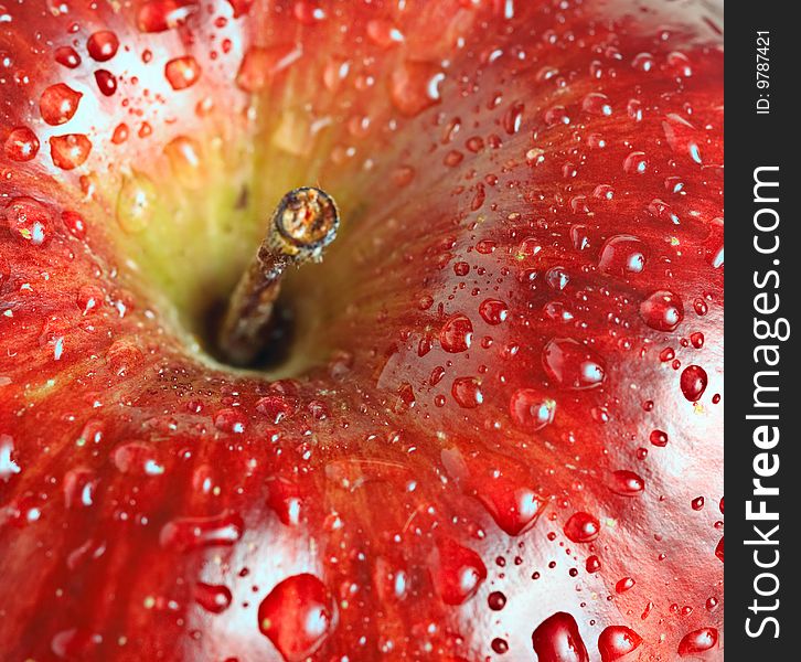 Beautiful close up apple with drops