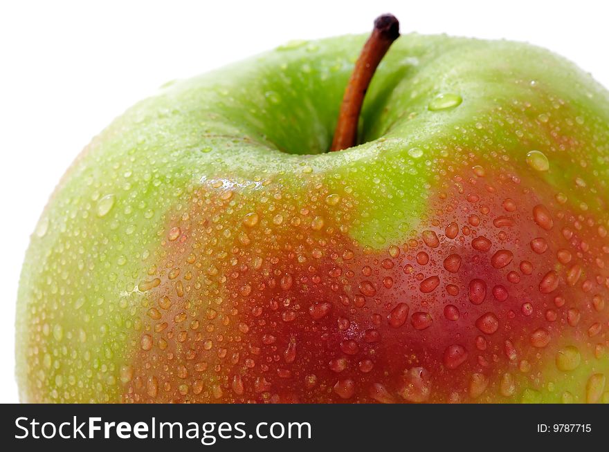 Apple - granny smith with macro droplets of water. Apple - granny smith with macro droplets of water