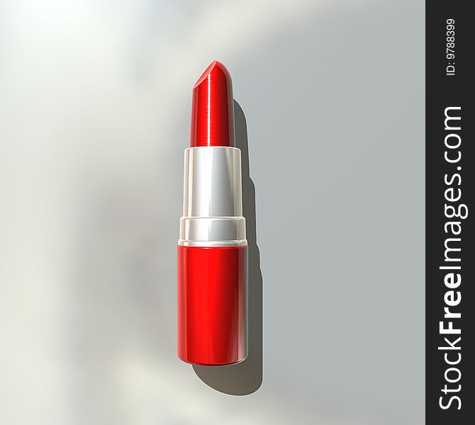 3d image-Red lipstick with open cover