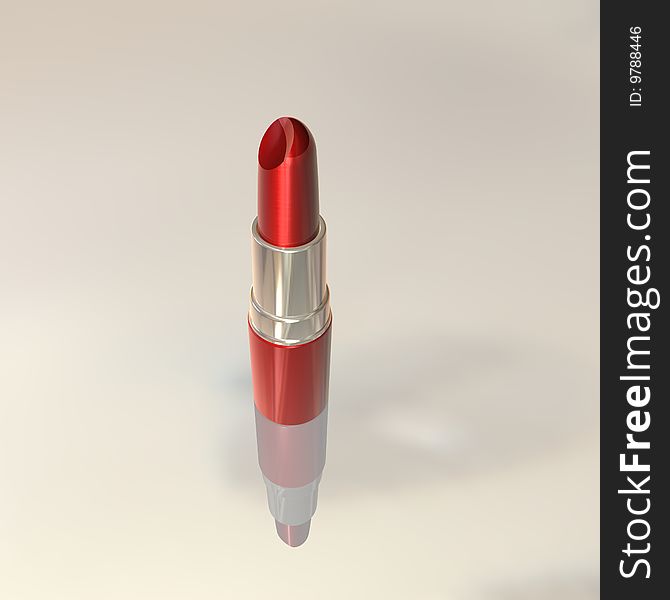 3d image-Red lipstick with open cover
