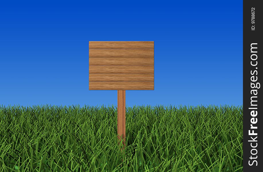 3d image-a wooden sign board.