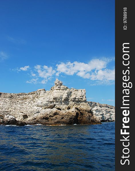 Coast of black sea. Sea and rocks.