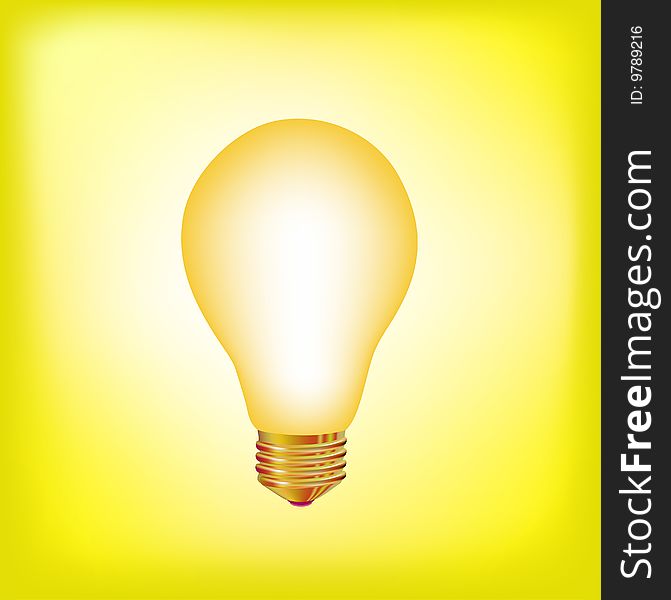 Vector illustration of the light bulb brighting with yellow light