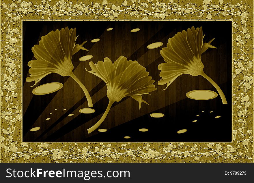 A wonderful artistic illustration for background with flowers. A wonderful artistic illustration for background with flowers