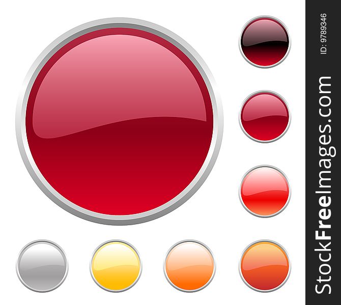 Vector illustration of modern shiny round buttons set