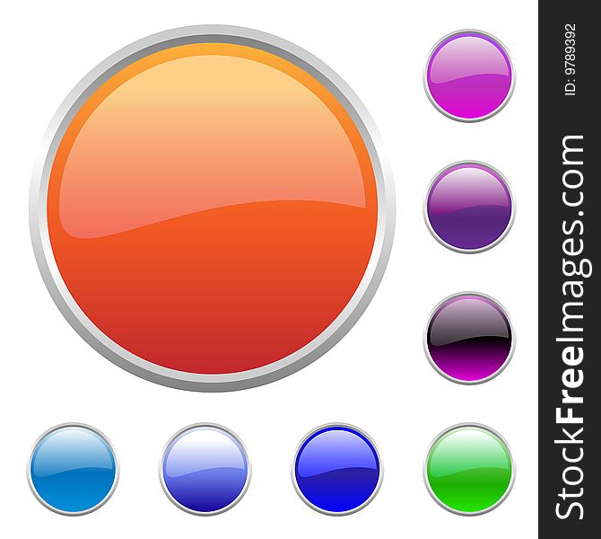 Vector illustration of modern shiny round buttons set