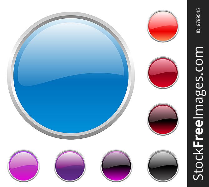 Vector illustration of modern shiny round buttons set