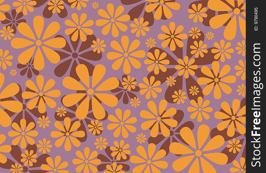 Vector illustraition of orange Retro Daisy Pattern. Vector illustraition of orange Retro Daisy Pattern