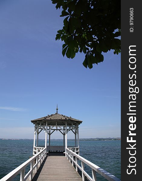 Wooden pier on lake constance