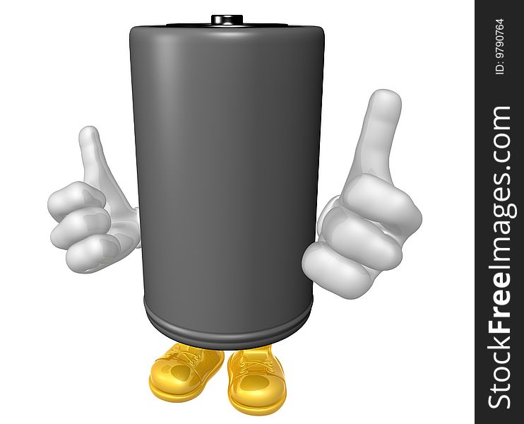 Mr Battery 3d mascot illustration. Mr Battery 3d mascot illustration