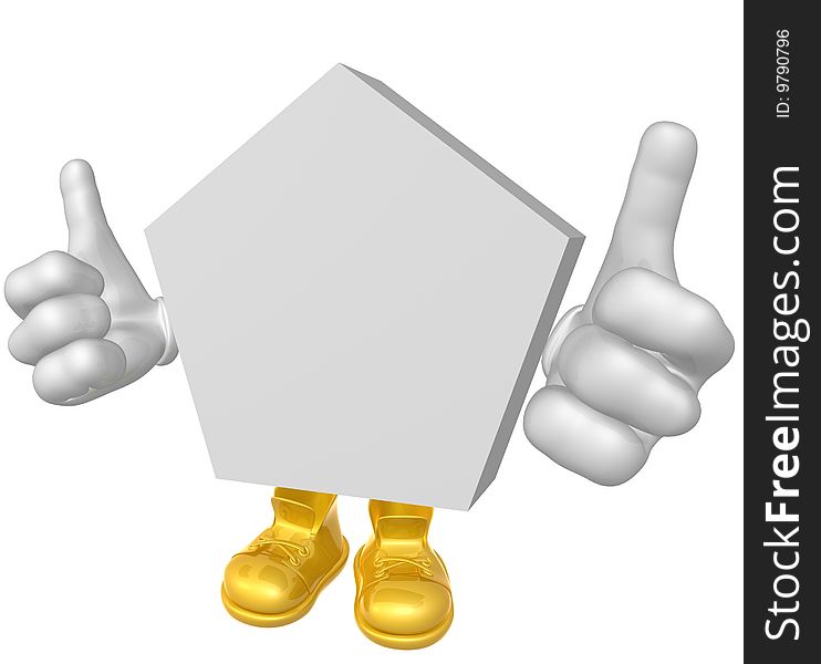 Mr hexagram thumbs up mascot character. Mr hexagram thumbs up mascot character
