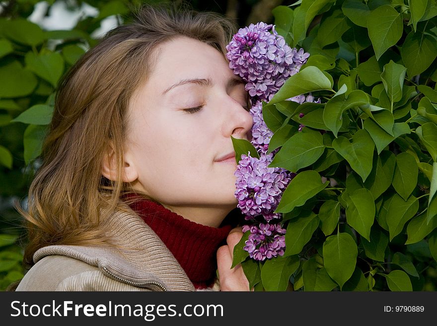 Woman And Lilac