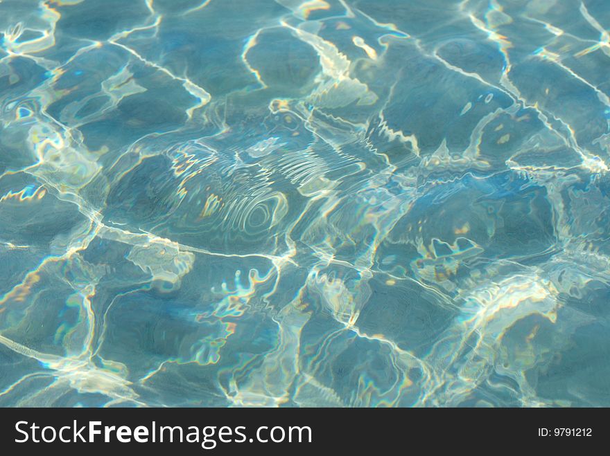 The Sun reflected in the beach water background