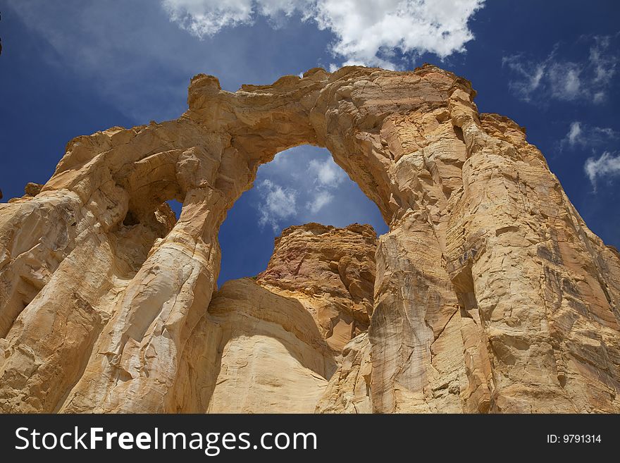 View of the red rock formations in  Grand Staircase Escalante National Monument with blue sky�s and clouds