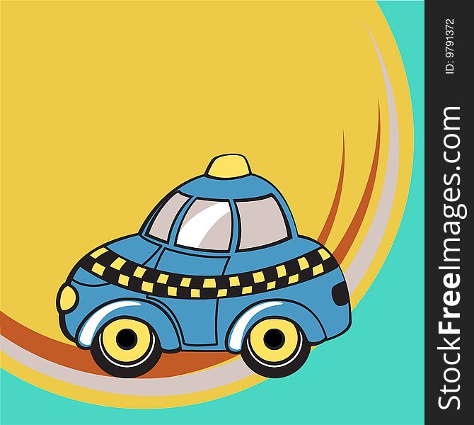 Vector illustration of Transport Cartoon. Little funky taxi car.