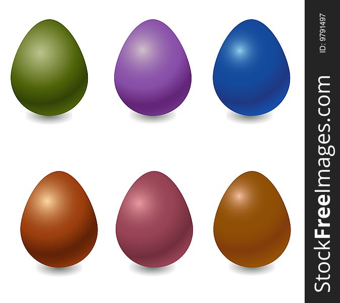 Vector illustration of the different colors easter eggs .