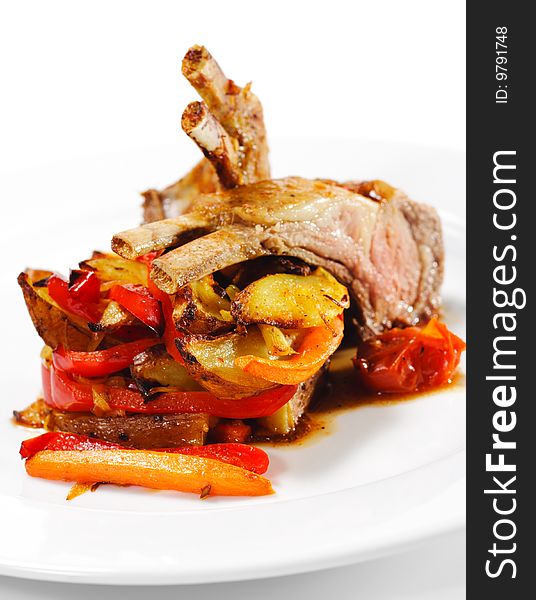 Hot Meat Dishes - Bone-in Lamb with Vegetables