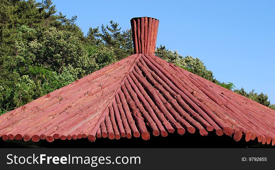 Part of the wooden roof. Close up.