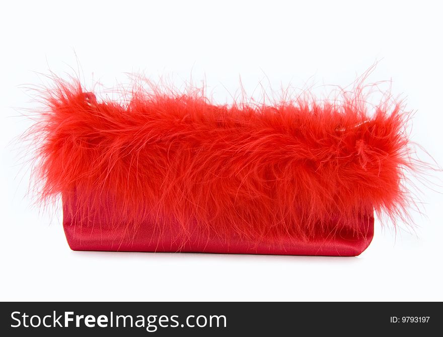 Party Girl - red silk evening bag with feathers