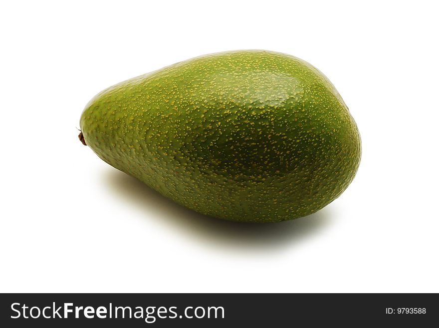 Green avocado isolated on white