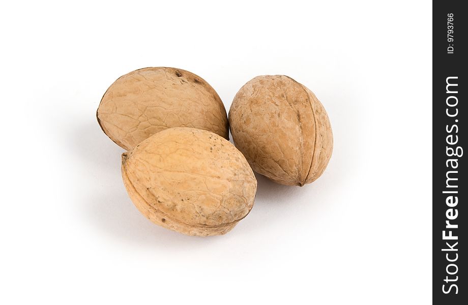 Walnuts isolated on white background