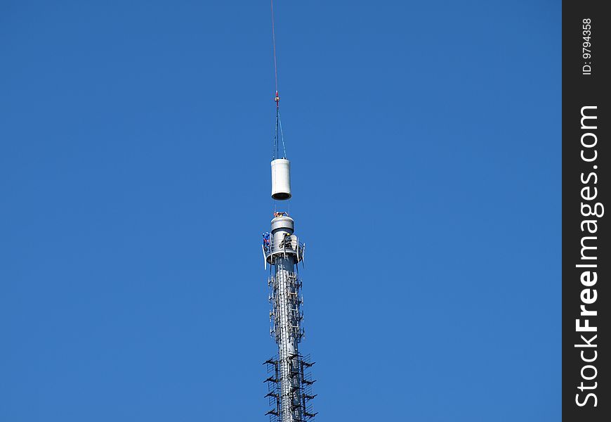 Detailed view of the establishment of a new television antenna. Detailed view of the establishment of a new television antenna.