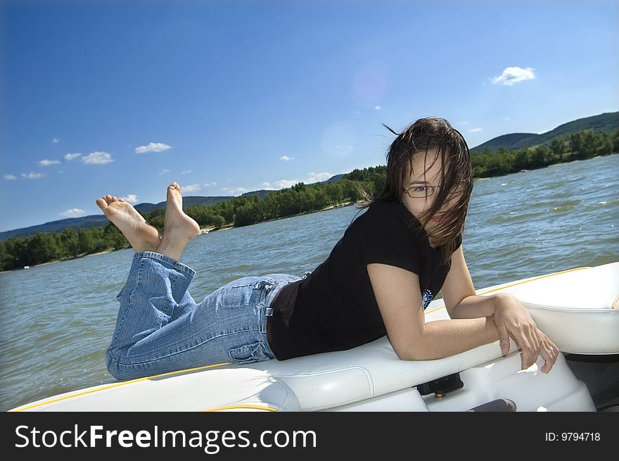 Young Woman On A Boat