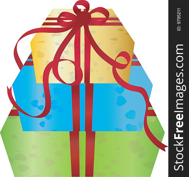 Colored gift boxes with bow and ribbons vector