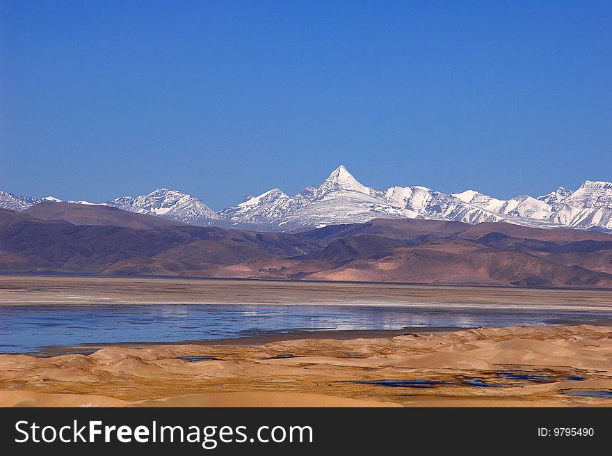 Lake and Snow Mountains in Tibet