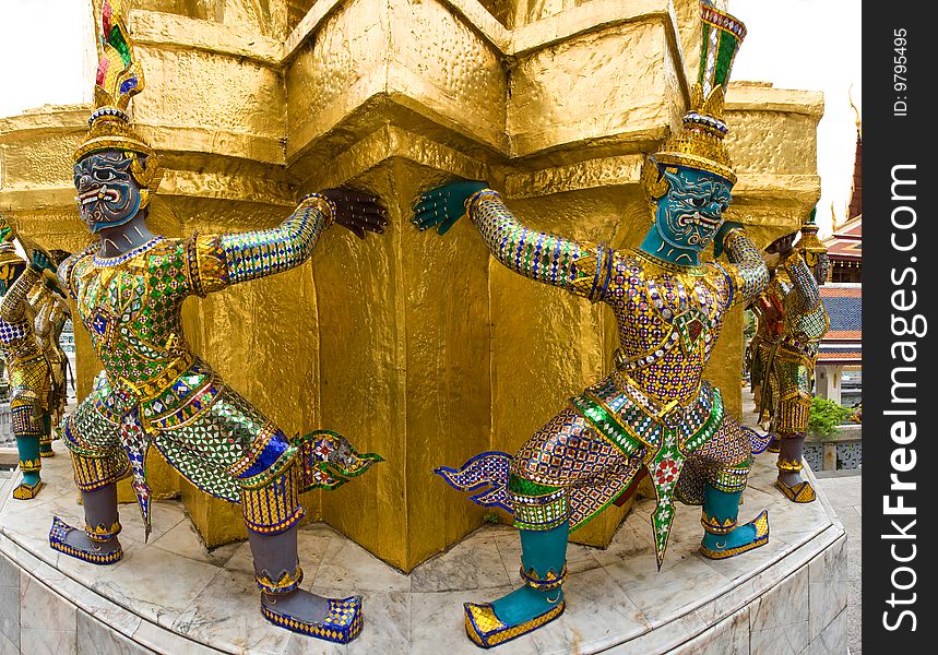 Demons in the Wat Phra Kaeo,the Grand Palace,in Bangkok. Demons in the Wat Phra Kaeo,the Grand Palace,in Bangkok.