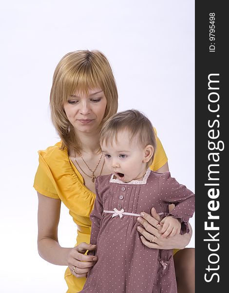 Mom keeps daughter. Look surprised!. Mom keeps daughter. Look surprised!