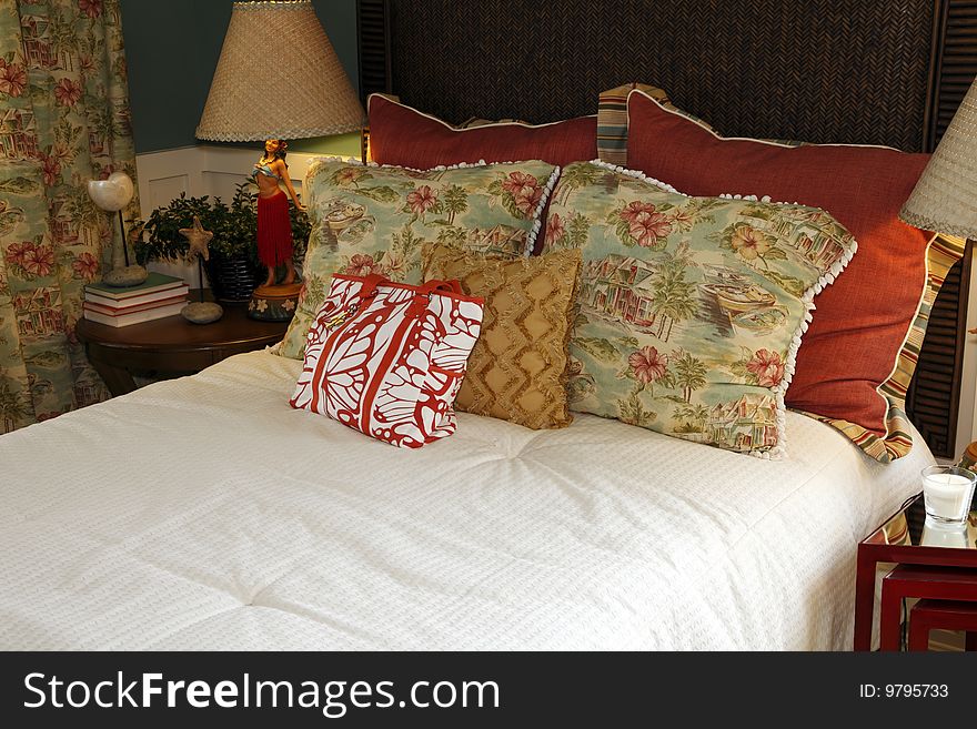 Comfortable modern designer bedroom with stylish decor. Comfortable modern designer bedroom with stylish decor.