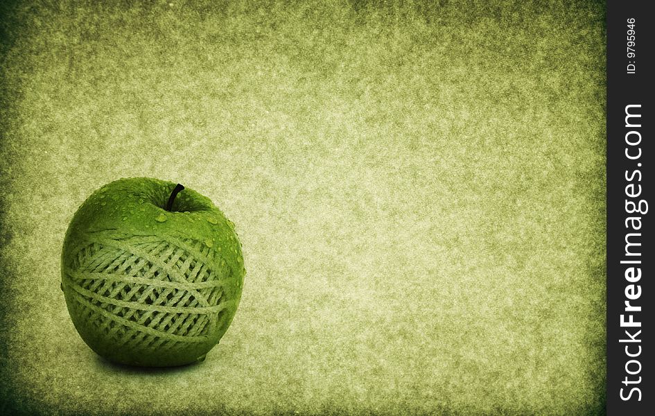 Green apple concept vintage texture illustration