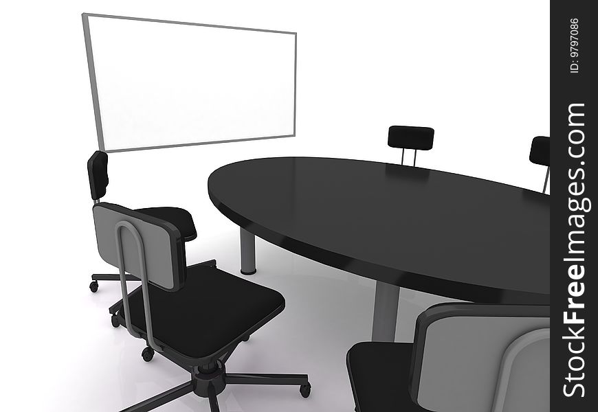 Office chairs on white. 3D rendering. Office chairs on white. 3D rendering