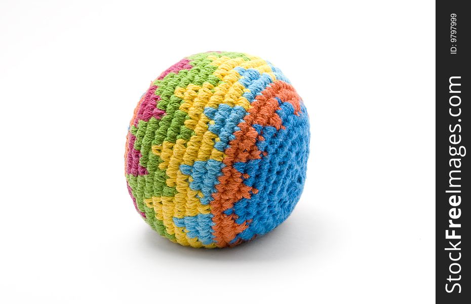 Colourful hacky, footbag ball side view on white background. Colourful hacky, footbag ball side view on white background
