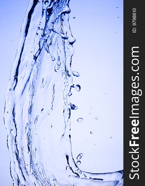 Background with splashing water. Blue creative bubbles