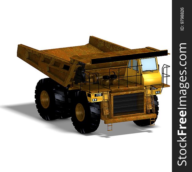 Rendering of a heavy dumper with Clipping Path and shadow over white