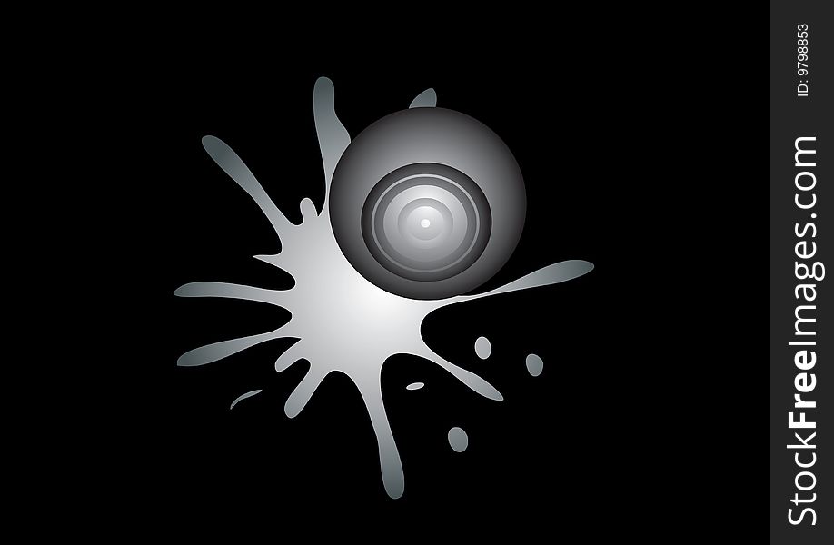 black and gray ball leaping into the pool in black background. black and gray ball leaping into the pool in black background.