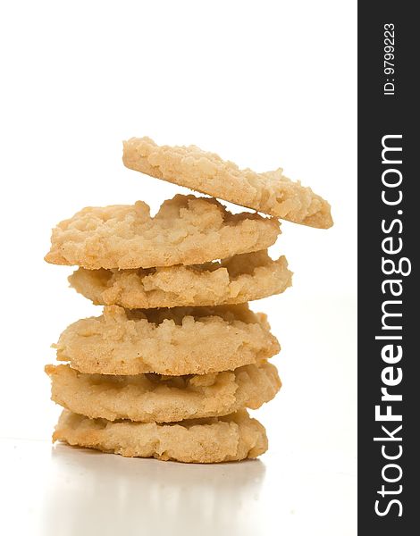 Coconut cookie stack isolated on white. Coconut cookie stack isolated on white