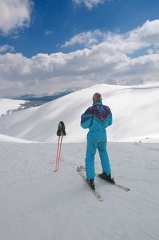 Skier Waiting Royalty Free Stock Images