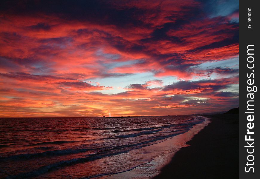 Sunset at the sea in the costa Daurada. Sunset at the sea in the costa Daurada