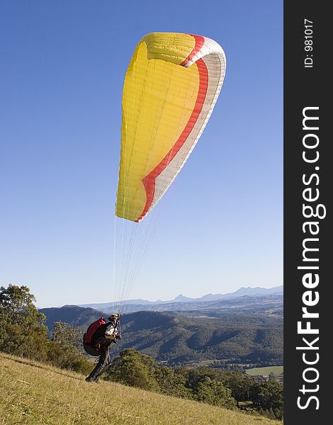 A paraglider ready for take-off. A paraglider ready for take-off