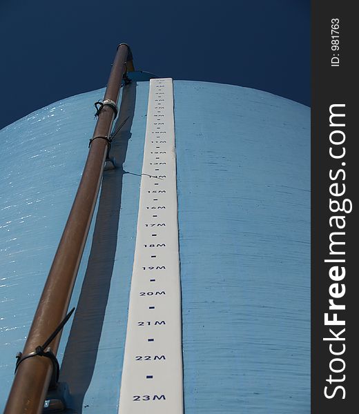 Blue cistern with capacity measurement