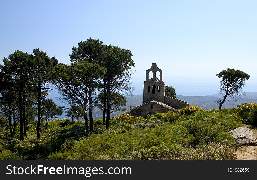 Romanesque church of Santa Helena de Rodes, Catalonia, Spain