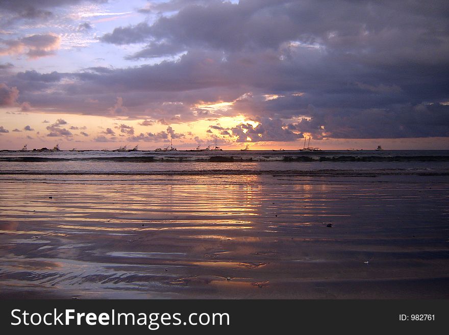 Vanila sunset and boats