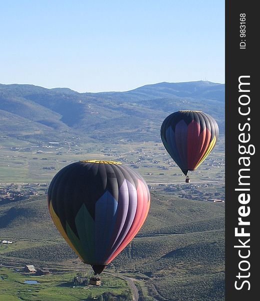 Two balloons travelling over the America. Two balloons travelling over the America