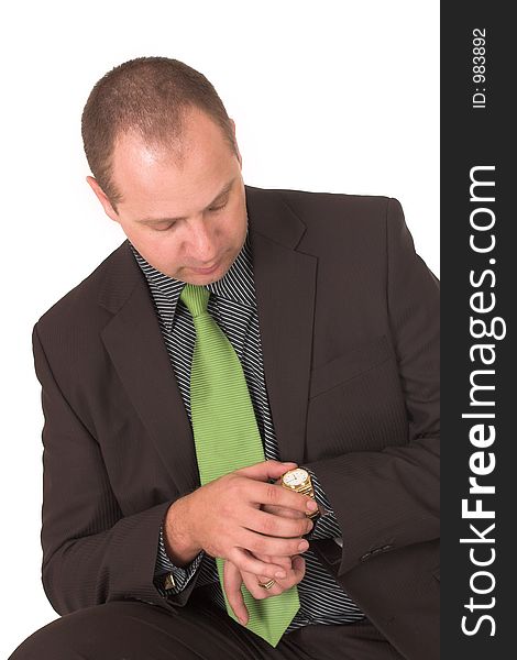 Business man looking at watch. Business man looking at watch