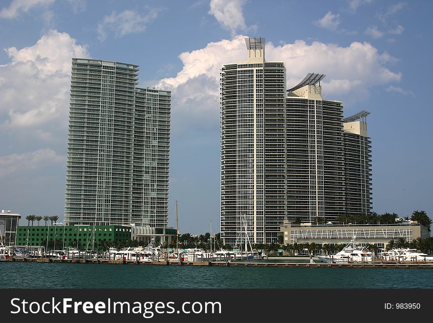 Miami waterfront apartment blocks. Miami waterfront apartment blocks